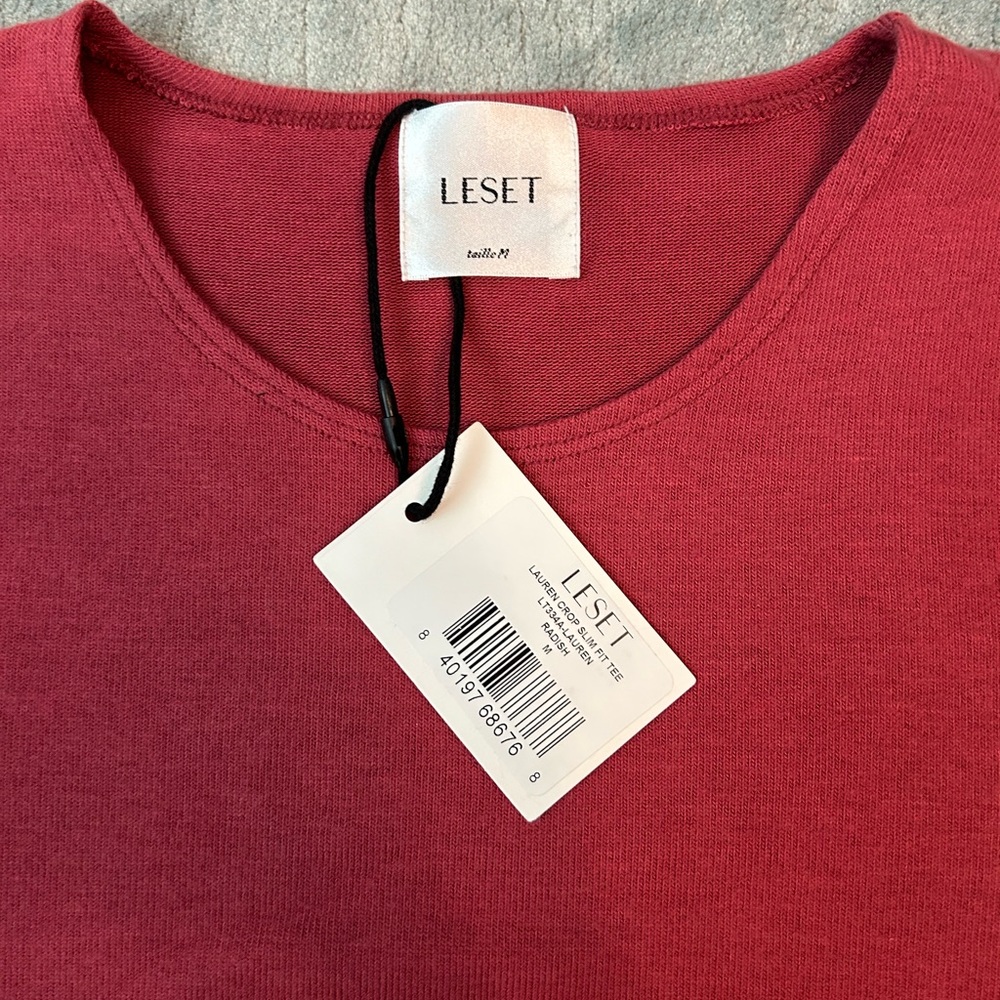 Leset NWT Lauren Crop Slim Fit Tee in Radish - Picture 4 of 8